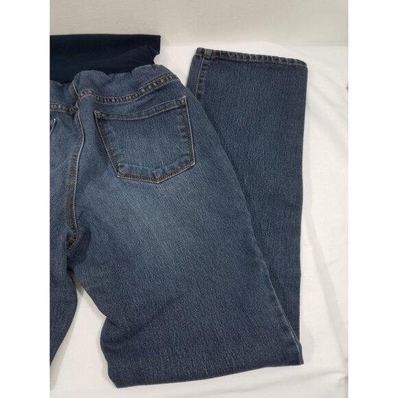 Indigo Blue Straight Leg Maternity Jeans Sz M Medium Wash Full Panel - Picture 8 of 9